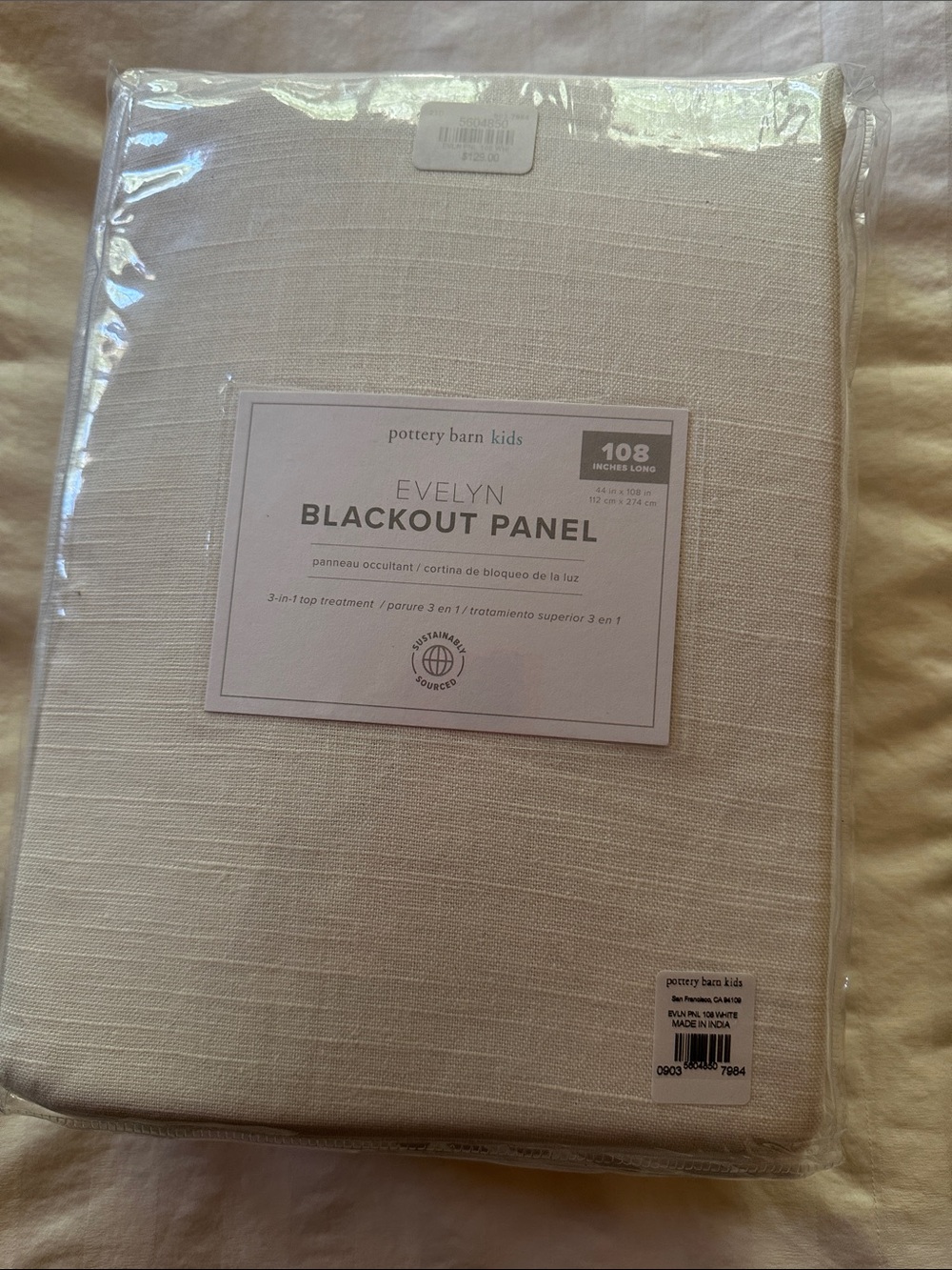 Pottery Barn Kids Evelyn Blackout Panel in Creamy White